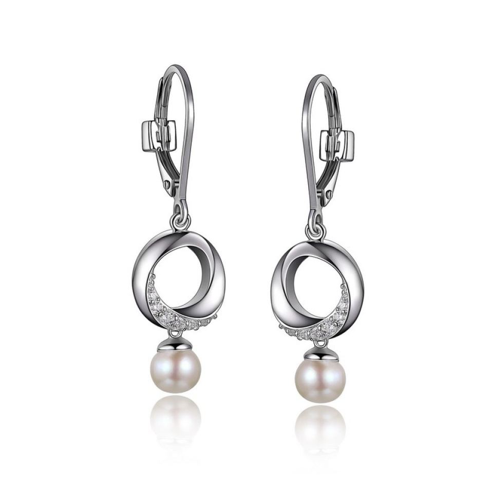 Boucles d'oreilles pour femme en argent 925, cubic zirconium, perles - R2LC7P4503 - ELLE
