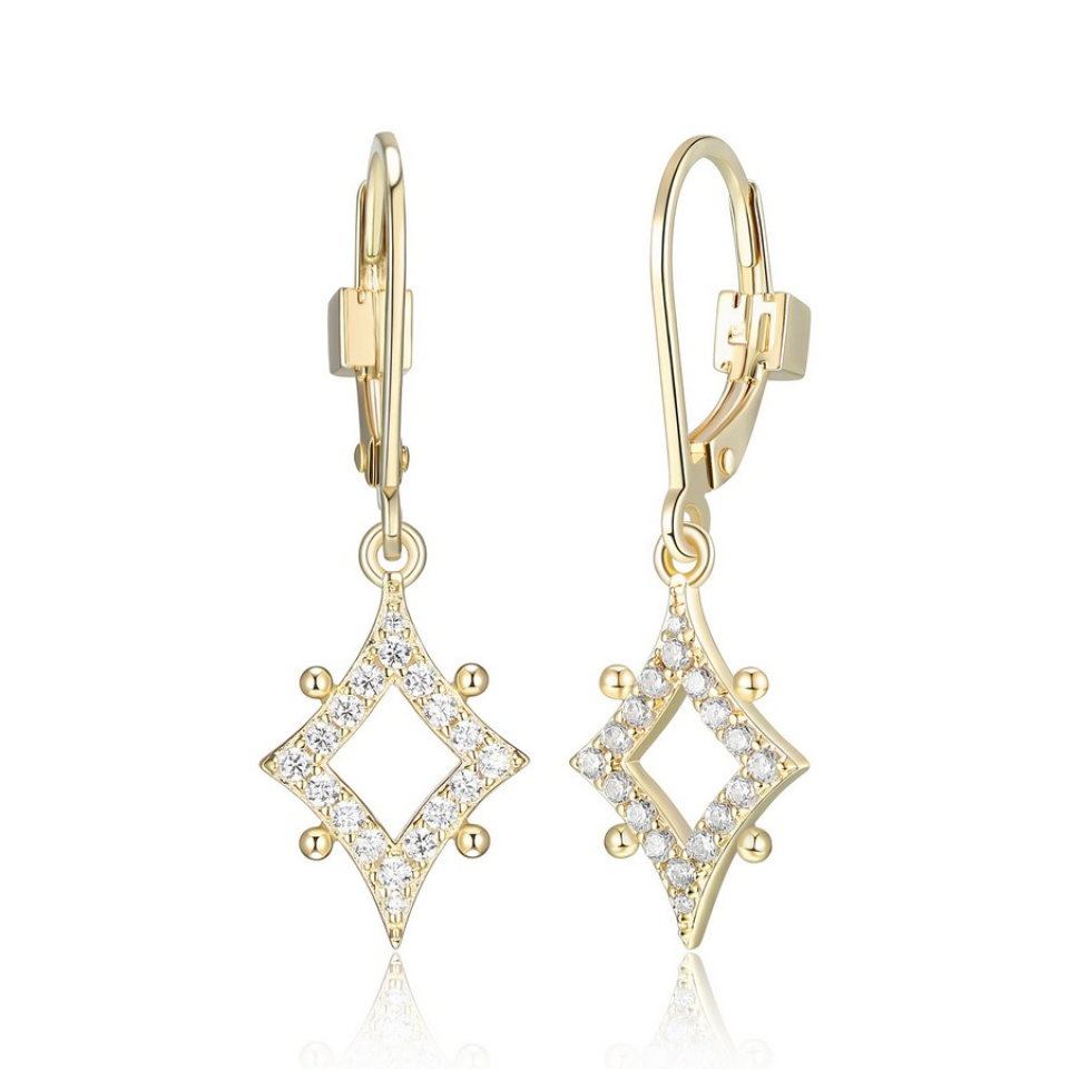 Boucles d'oreilles pour femme en argent 925, losanges, zircons - 32LCJQ0003 - ELLE