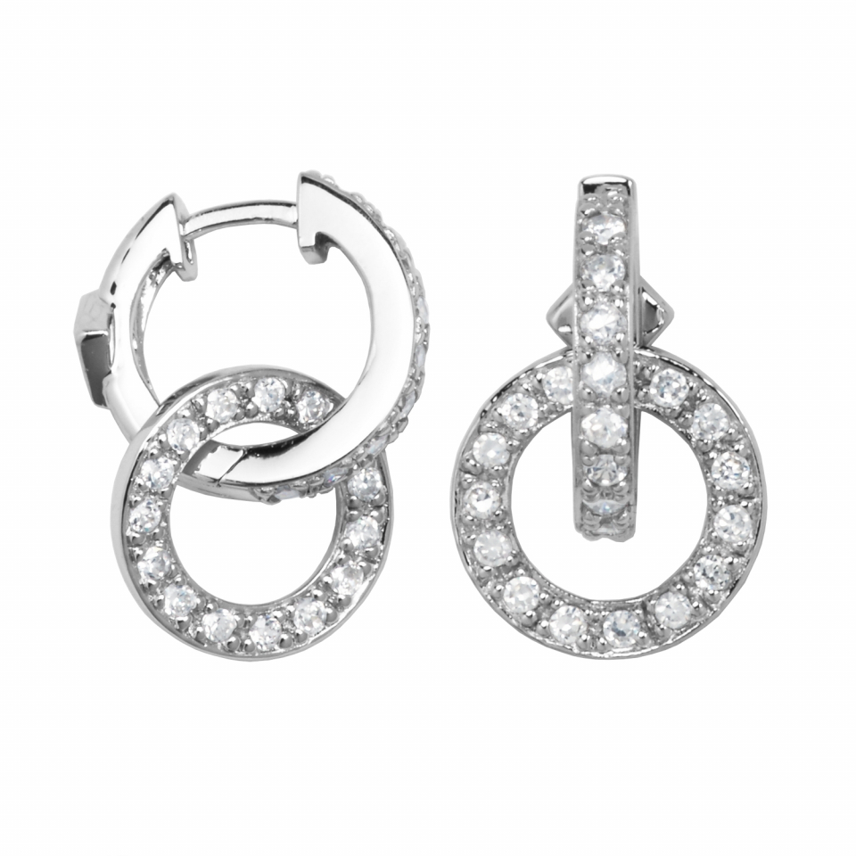 Boucles d'oreilles pour femme en argent 925, zircons 
