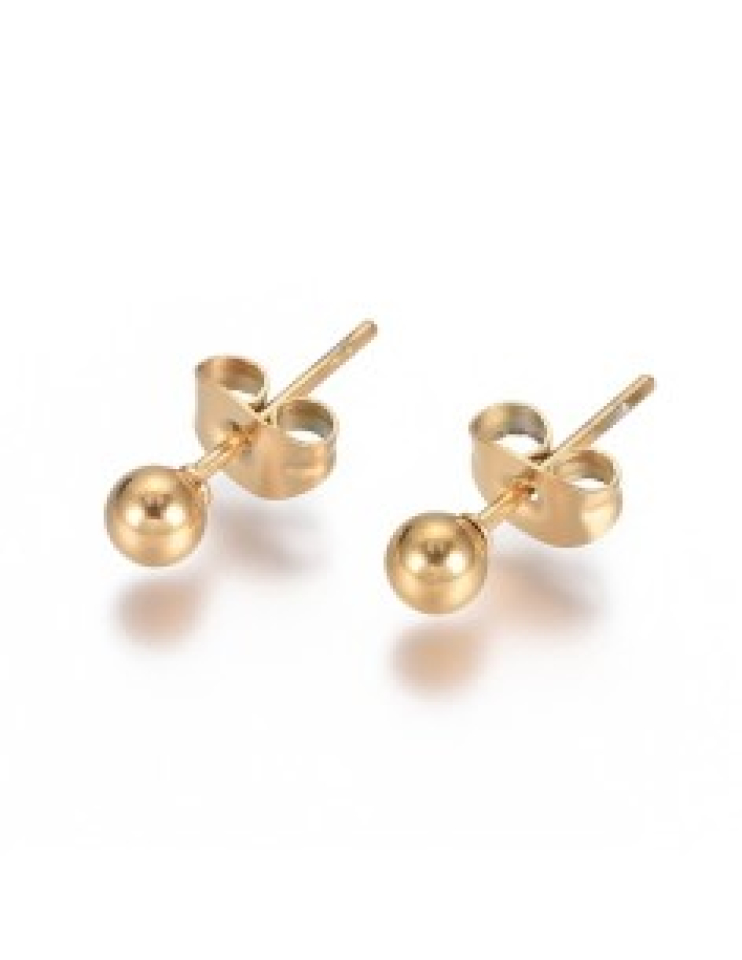 Boucles d'oreilles en or 10k, boules - DK-BOULES-3MM - Dakor
