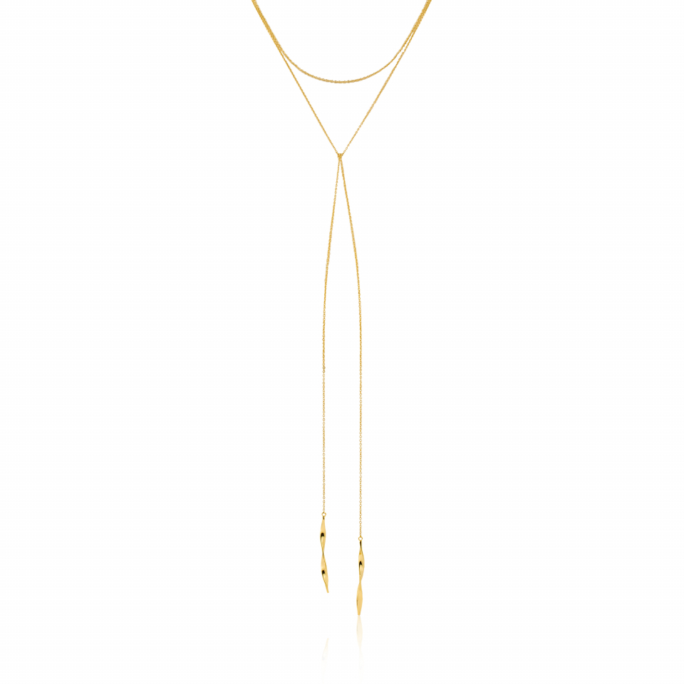 Collier argent 925 double, 2 tiges twistées