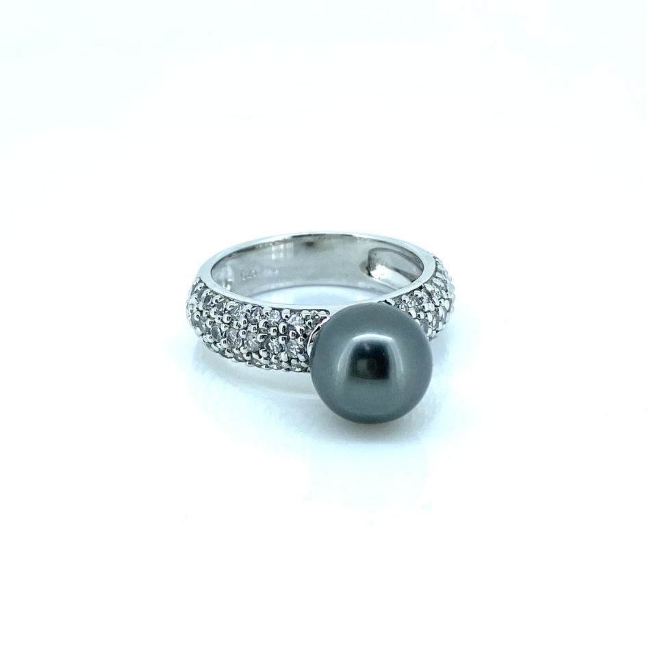 Bague pour femme en argent 925, perle, cubic zirconium