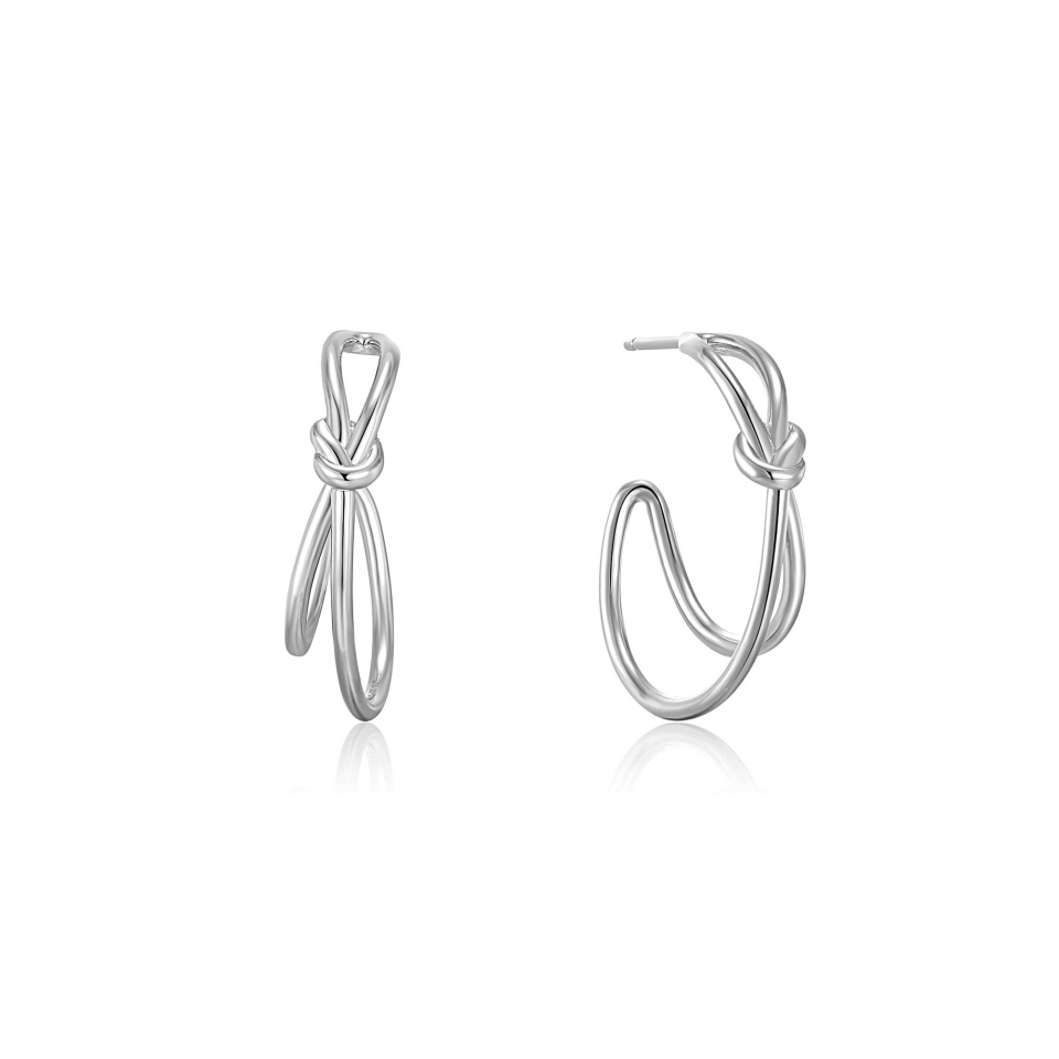 Boucles d'oreilles pour femme en argent 925, noeud - E029-02H - Ania Haie