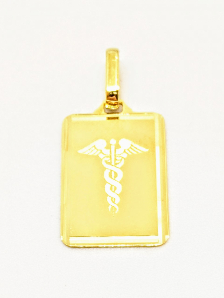 Pendantif en or 10k, plaque médicale - PEND165 - C.B.E