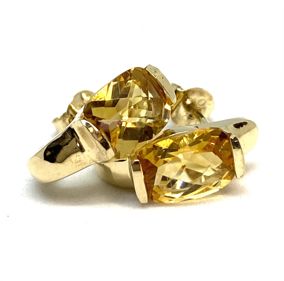 Boucles d'oreilles pour femme en or 10K, 2 citrines 8x6mm coupe cushion arrondie - BO150 - Divers