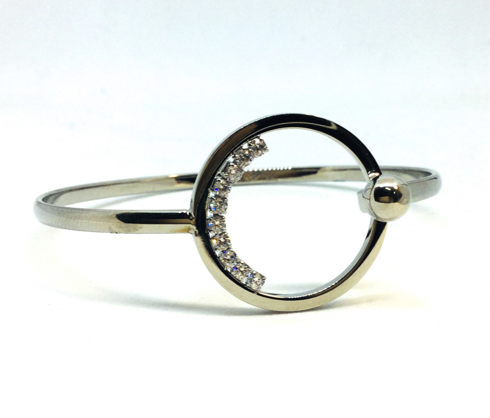 Bracelet stainless, rigide, 10 pierres - T1XA440175 - Steelx