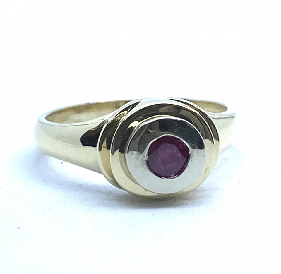 Bague pour femme en or 14K, 1 rubis 4mm - BF22-RUB - Fortier Design