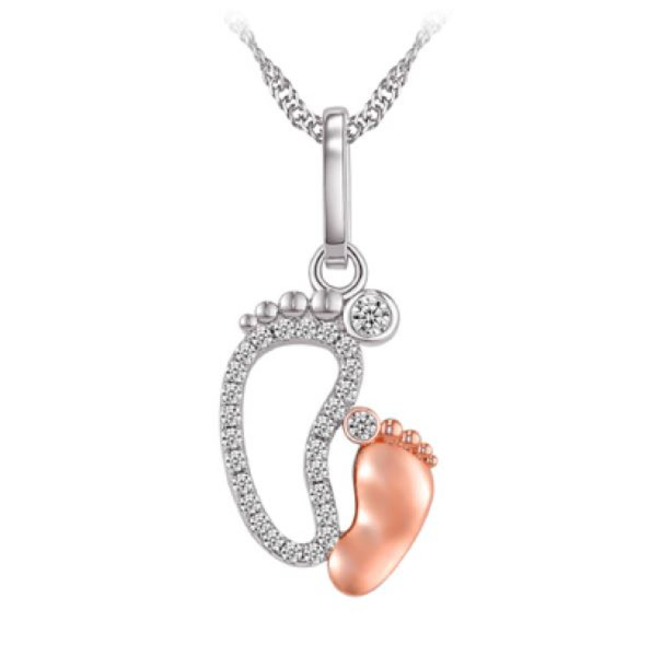 Pendantif pour femme en argent 925, cubic zirconium, 2 pieds, famille - L319P-WP - Legend