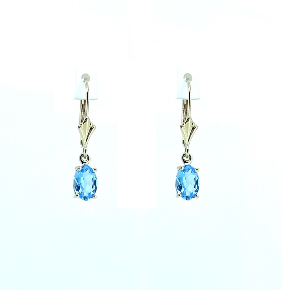 Boucles d'oreilles pour femme en or 10k, 2 topazes 7x5mm