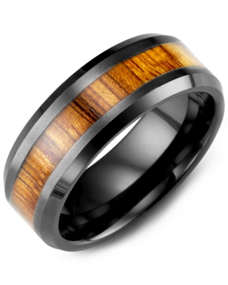 Bague pour homme en céramique et bois koa - MHC800CD - Madani