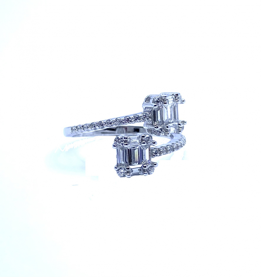 Bague ajustable pour femme en argent 925, zircons - BR14669 - Danny's silver