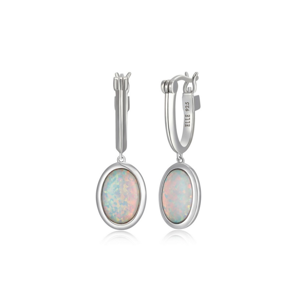 Boucles d'oreilles pour femme en argent 925, opales crées en laboratoire - R2LCPE390J - ELLE