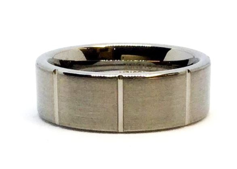 Bague stainless, lignées - BG-NATH020-10.5 - Nathalie Belanger