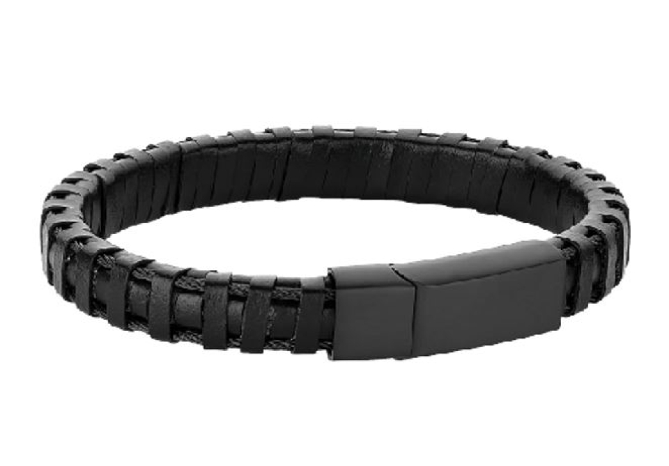 Bracelet pour homme en cuir et stainless, prévention du suicide - SLB303 - Italgem
