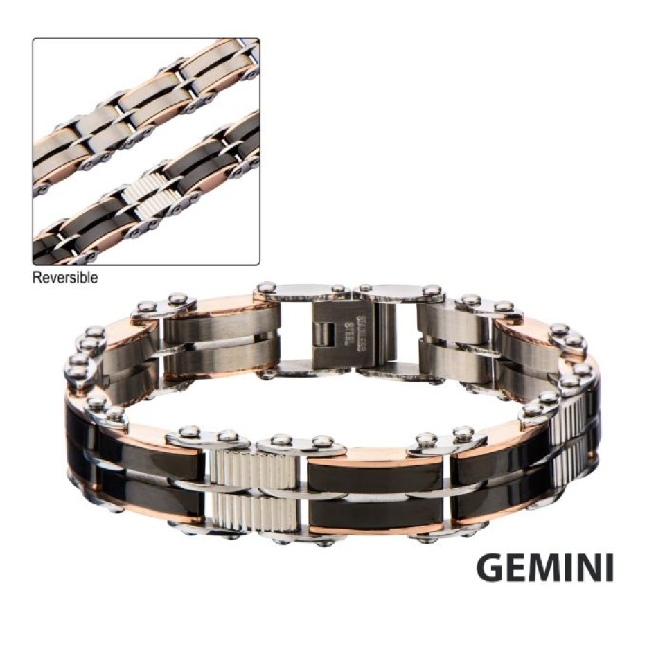 Bracelet réversible pour homme en stainless - BRDDS03 - Inox