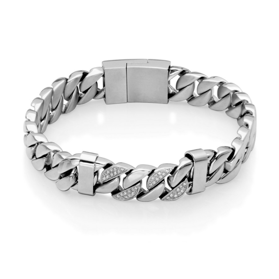 Bracelet pour homme en stainless, cubic zirconium