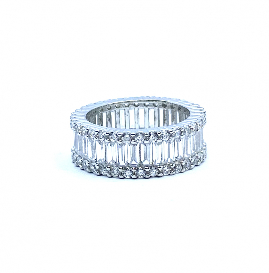 Bague pour femme en argent 925, zircons coupe baguette - DGR2068 - Danny's silver