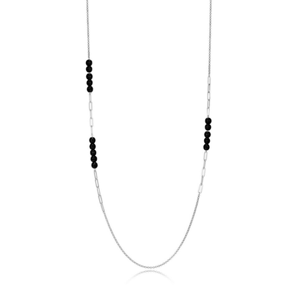 Collier pour femme en argent 925, agathes noires - R0LBKG274Z - ELLE