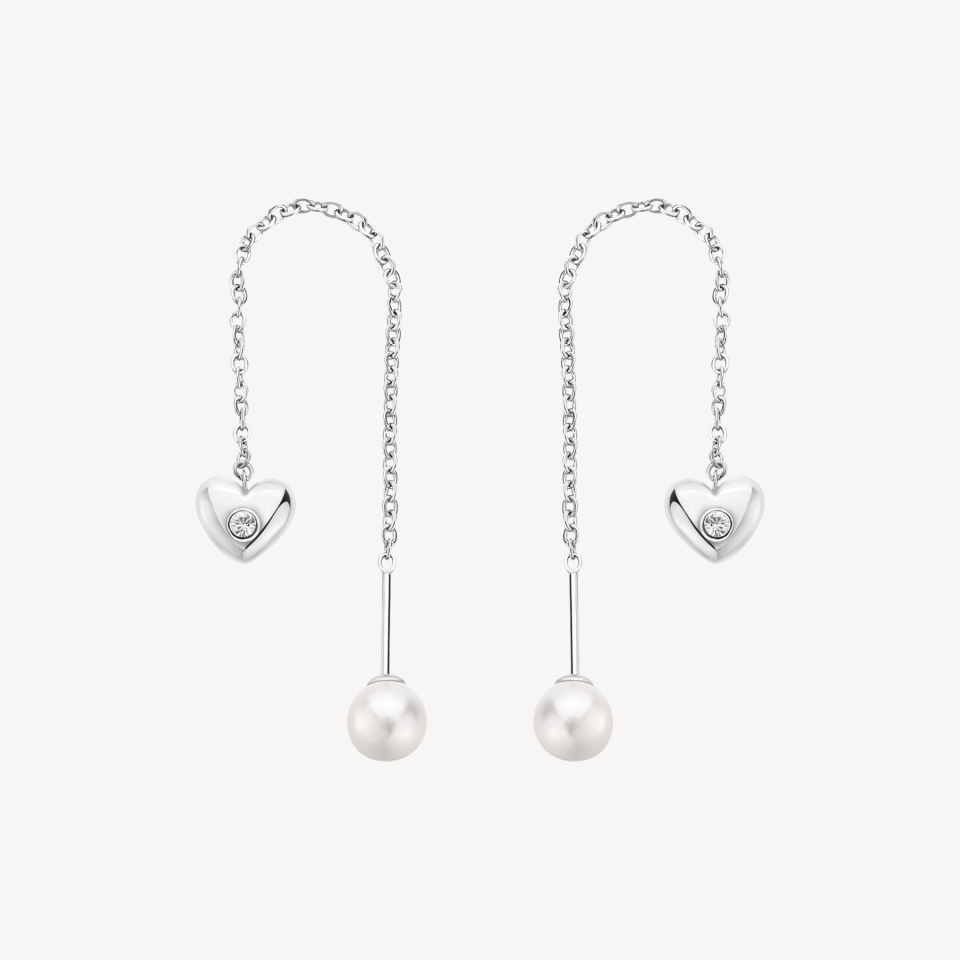 Boucles d'oreilles pour femme en stainless, coeur, perles, cubic zirconium - BHKE186 - Brosway