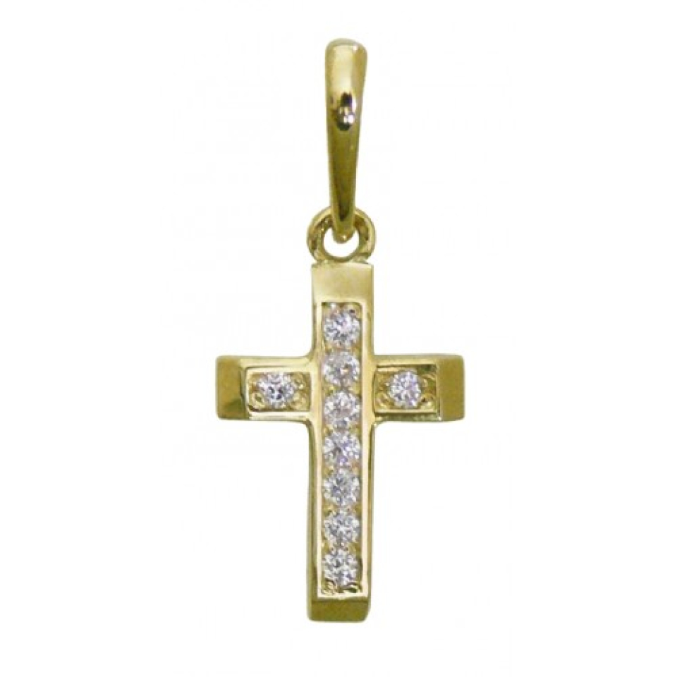 Pendentif pour enfant en or 10k, cubic zirconium, croix - PED90-22 - RPM