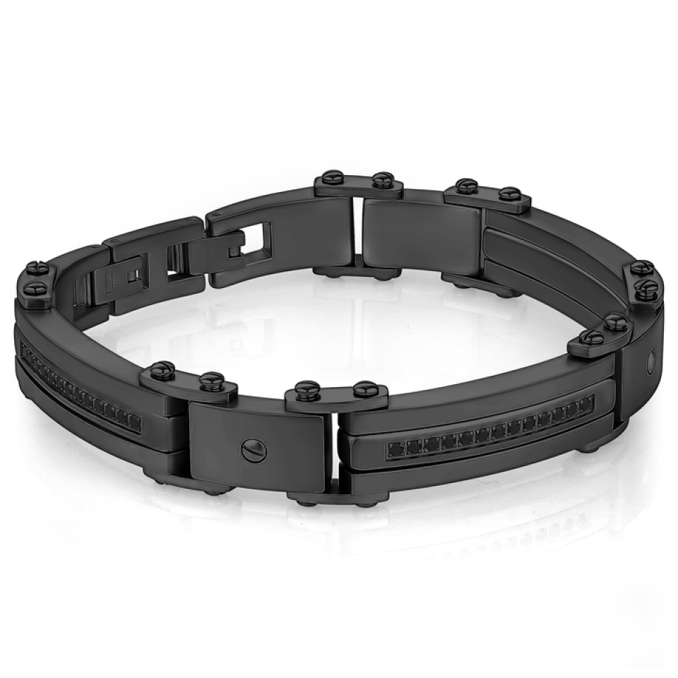 Bracelet pour homme en stainless, zircons - SMB314 - Italgem