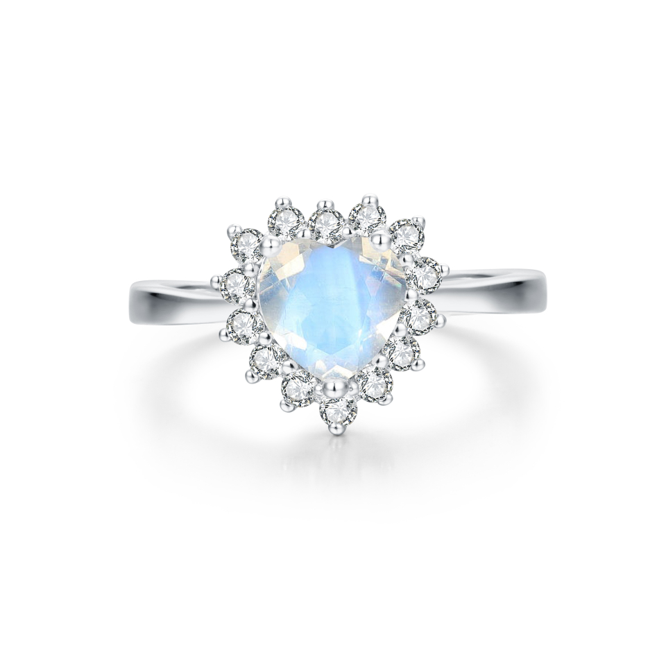 Bague pour femme en argent 925, pierre de lune, cubic zirconium - VALENTINE-S-6 - Pinkalie