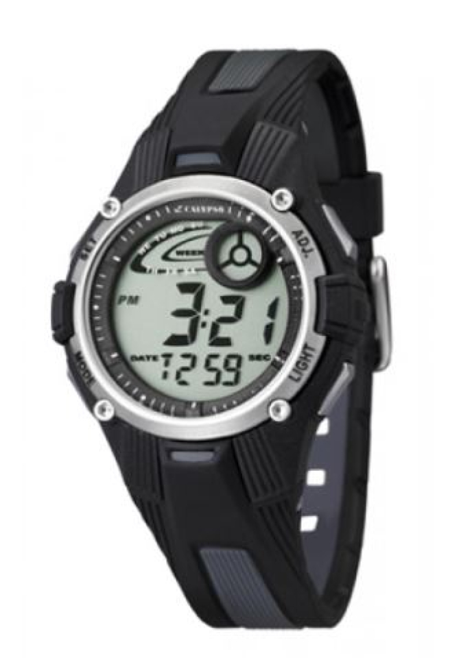 Montre enfant, stainless, bracelet silicone, 10ATM, chrono