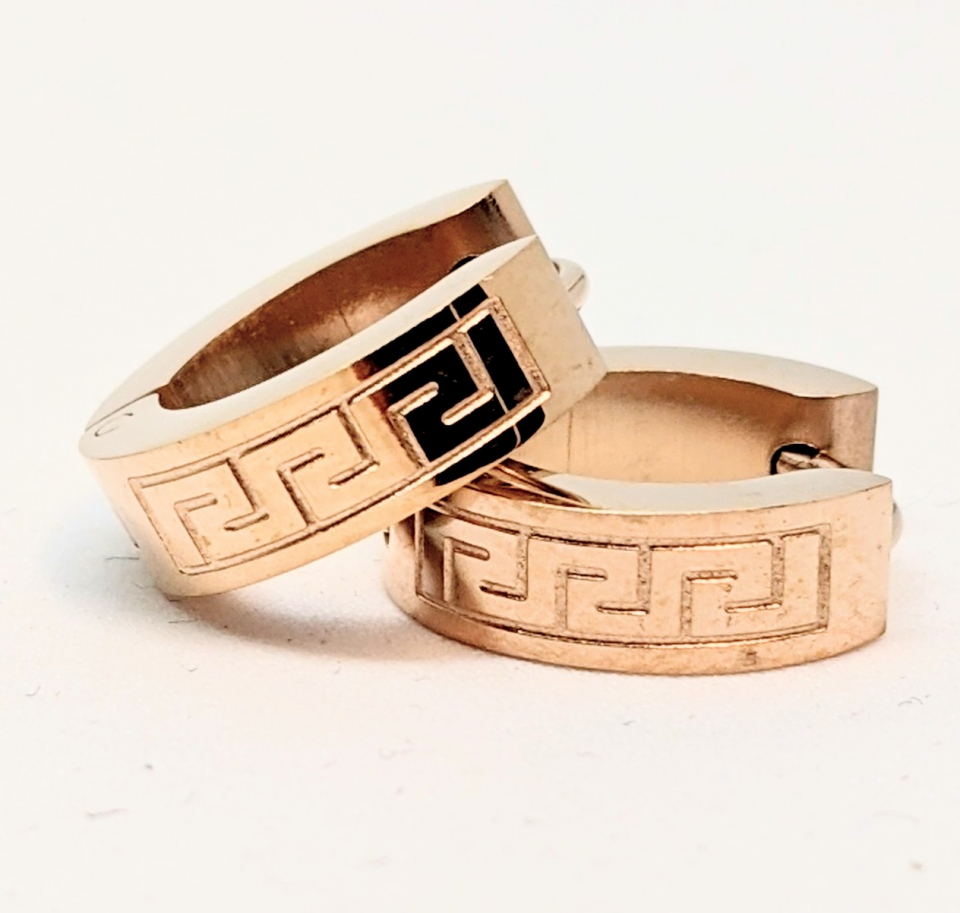 Boucles d'oreilles stainless, huggies versace - BO-NATH022-R - Nathalie Belanger