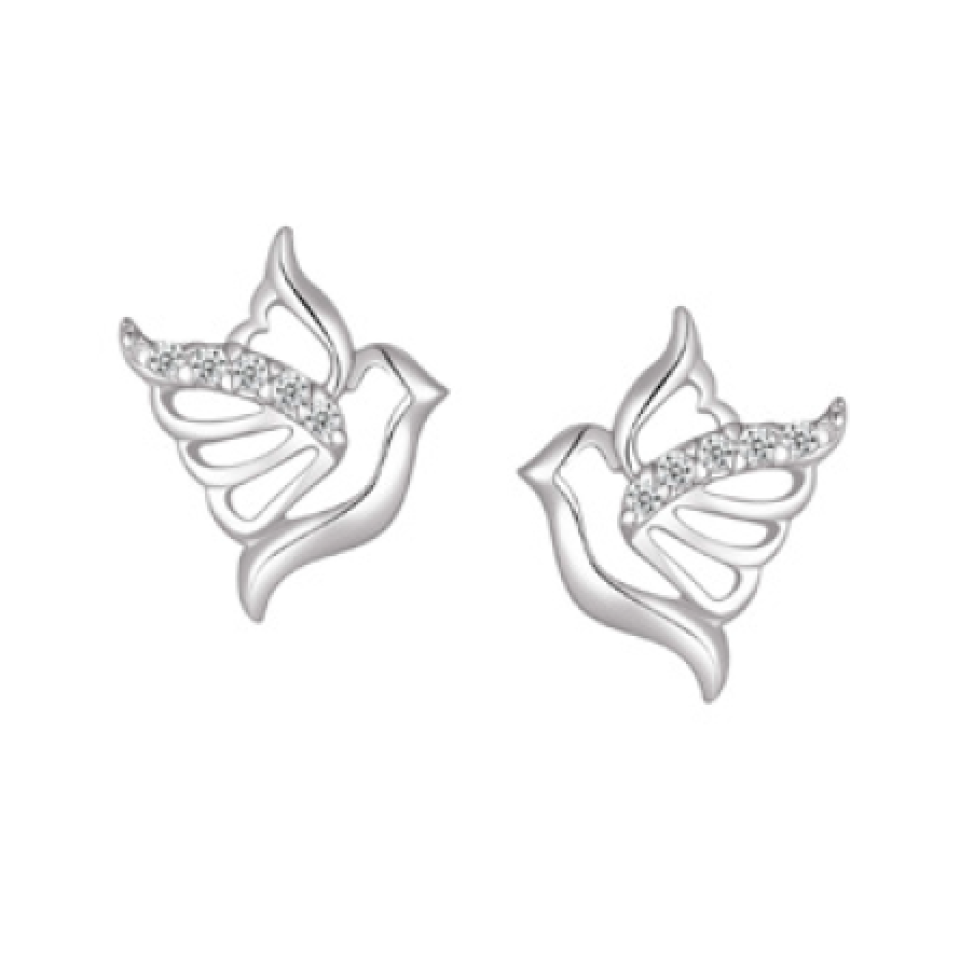 Boucles d'oreilles pour femme en argent 925, cubic zirconium, oiseaux - L401E - Legend