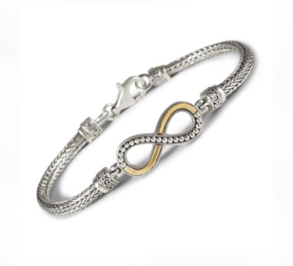Bracelet pour femme en argent 925 et or 18K, infini - BC707G - Laventurine