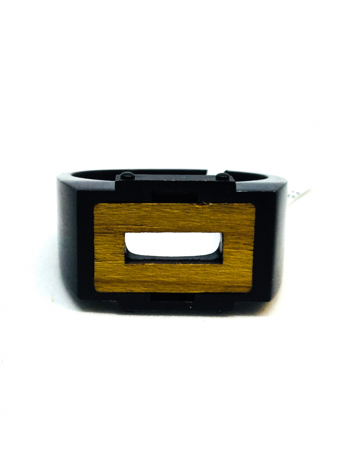 Bague stainless, bois, trou rectangle - FR14457-9 - Inox