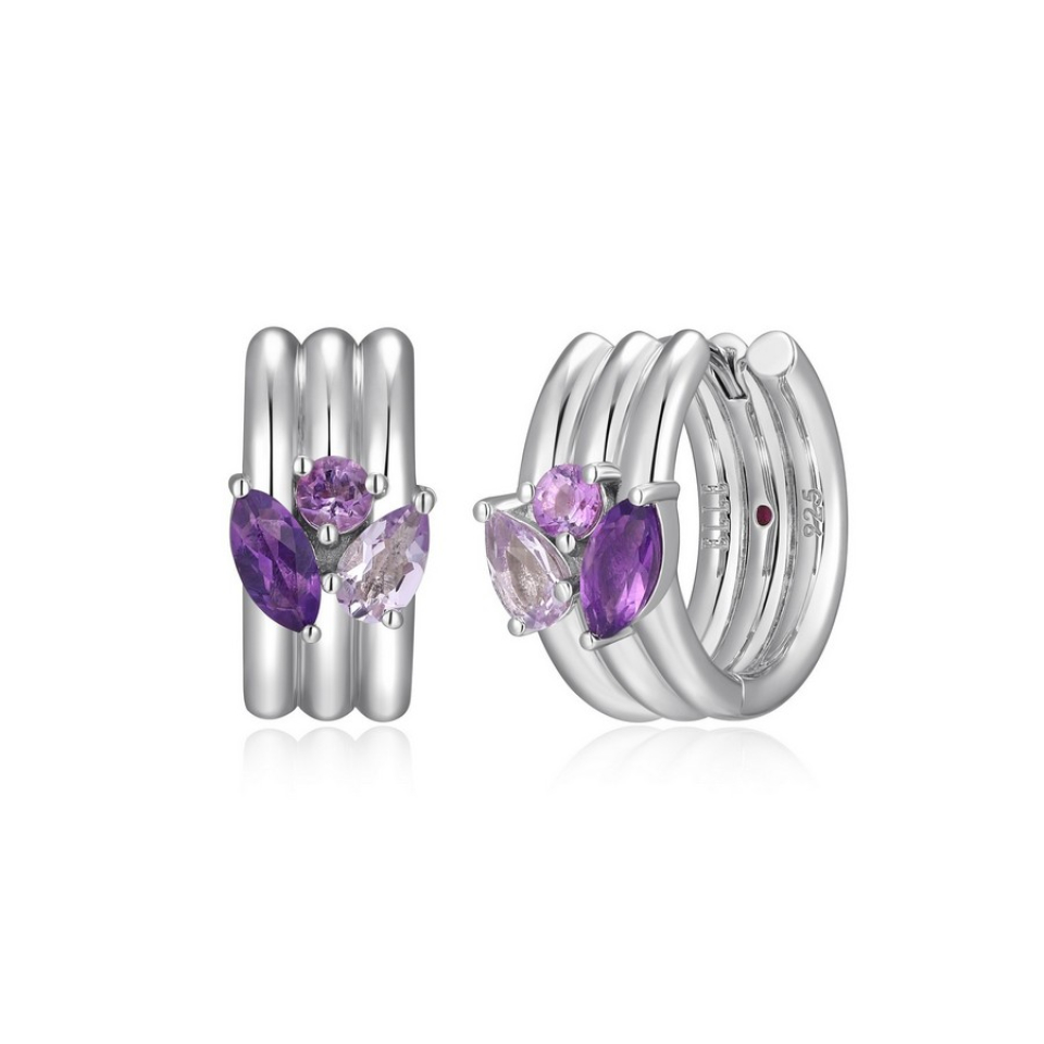 Boucles d'oreilles pour femme en argent 925, améthystes - R2LCT4138F - ELLE