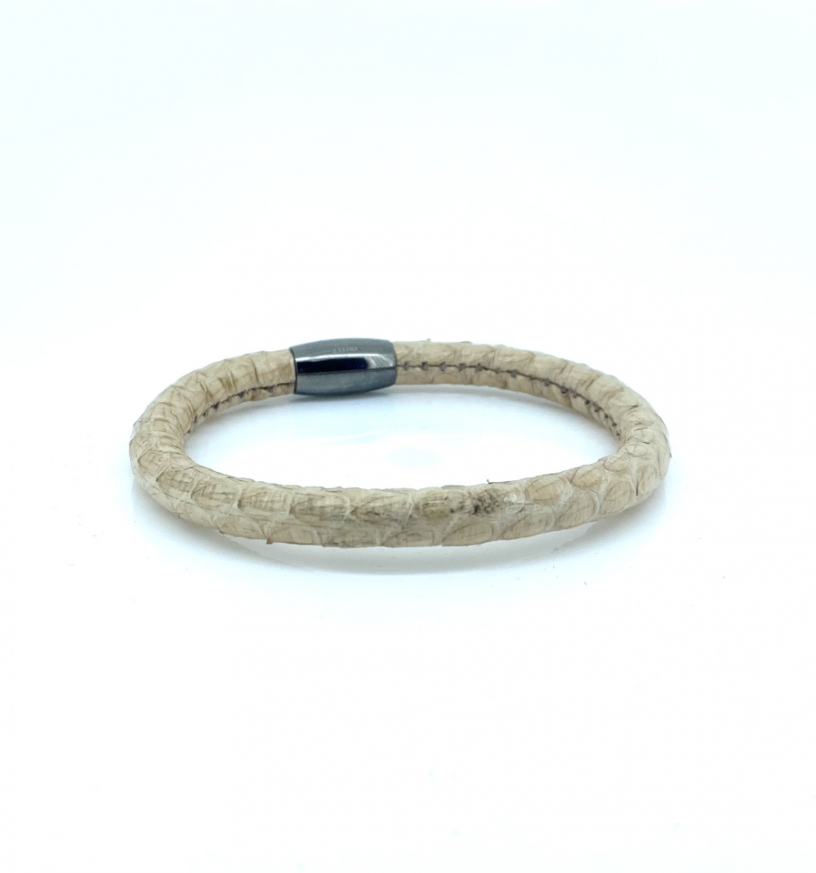 Bracelet pour femme en stainless et cuir, peau de serpent - 1004865-18 - Story