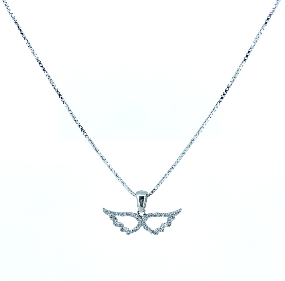 Pendentif pour femme en argent 925, ailes, cubic zirconium - PEND332 - Danny's silver