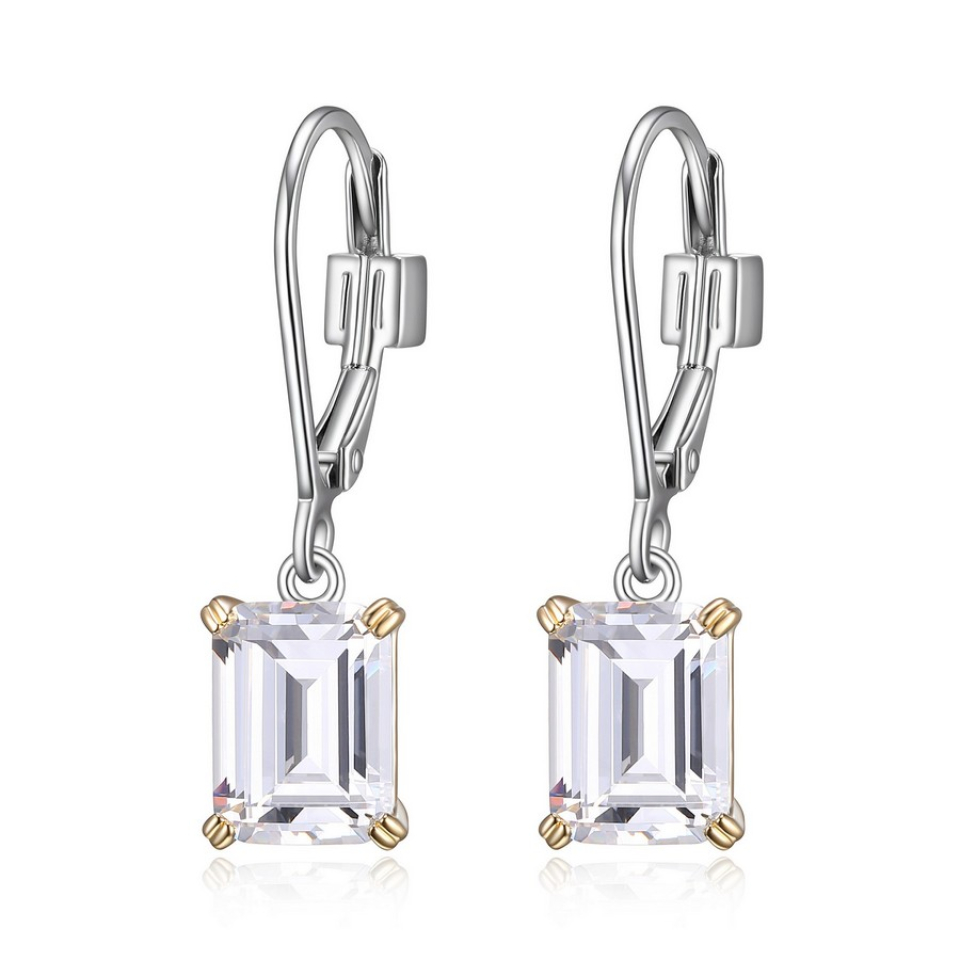 Boucles d'oreilles argent 925, zircon coupe 