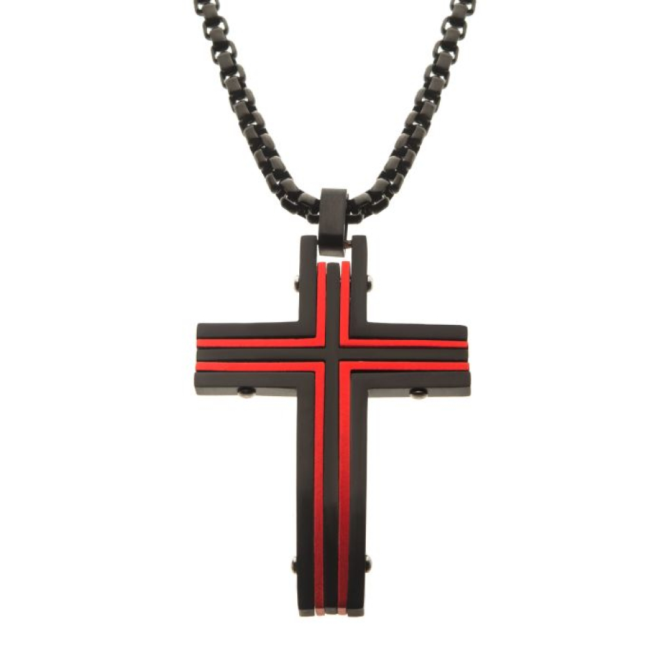 Pendentif pour homme en stainless, croix - SSP17834RNK - Inox
