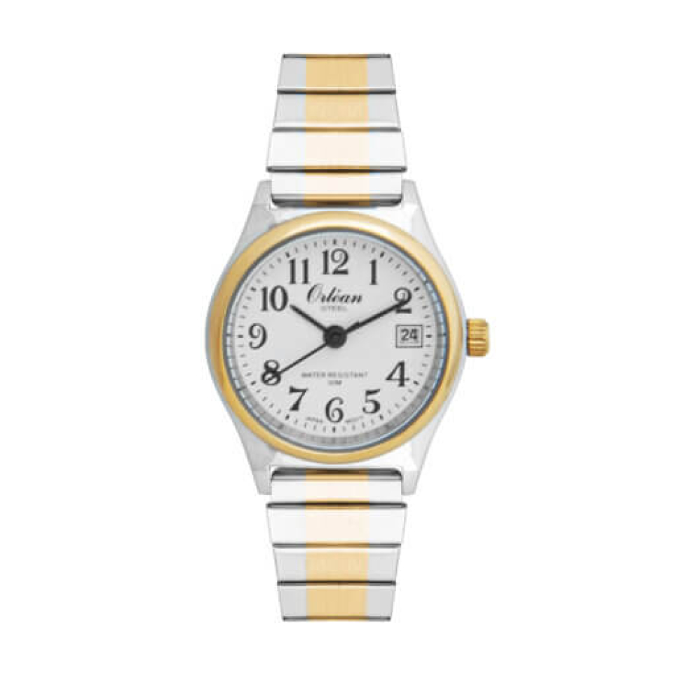 Montre pour femme en stainless, bracelet élastique, 3ATM, date