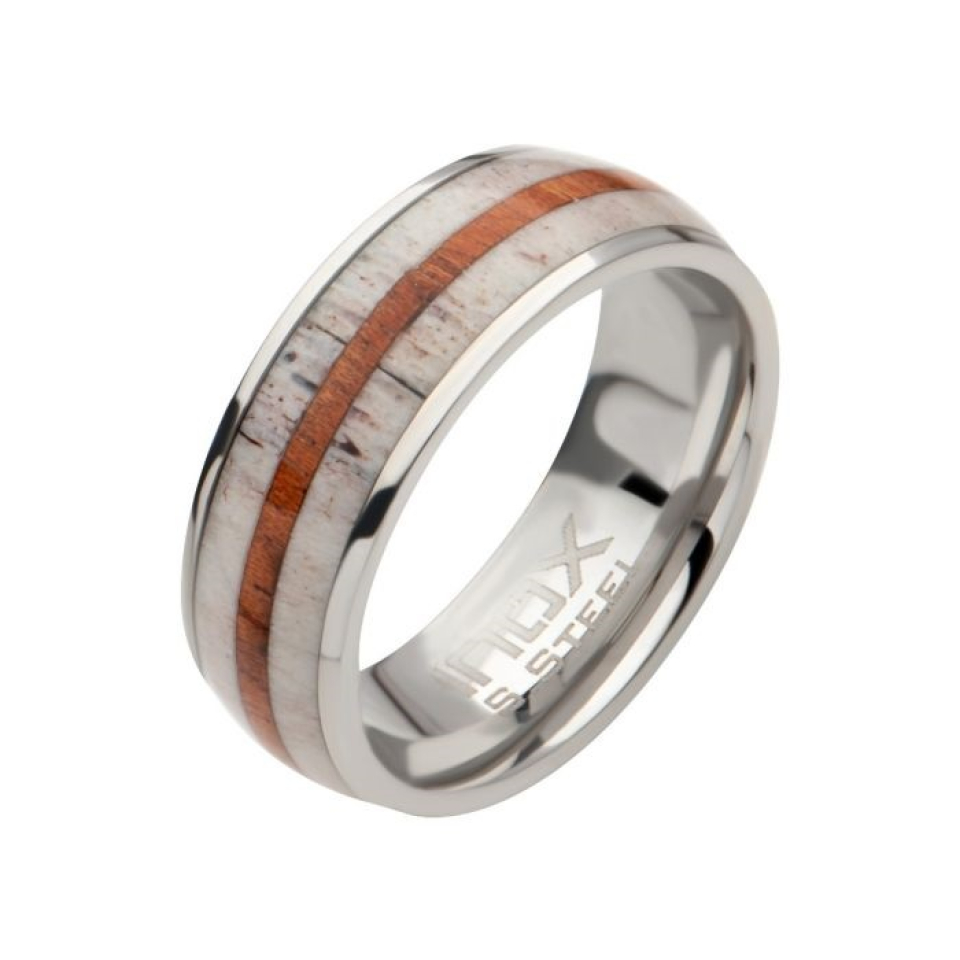Jonc pour homme en stainless et bois - FR322-09 - Inox