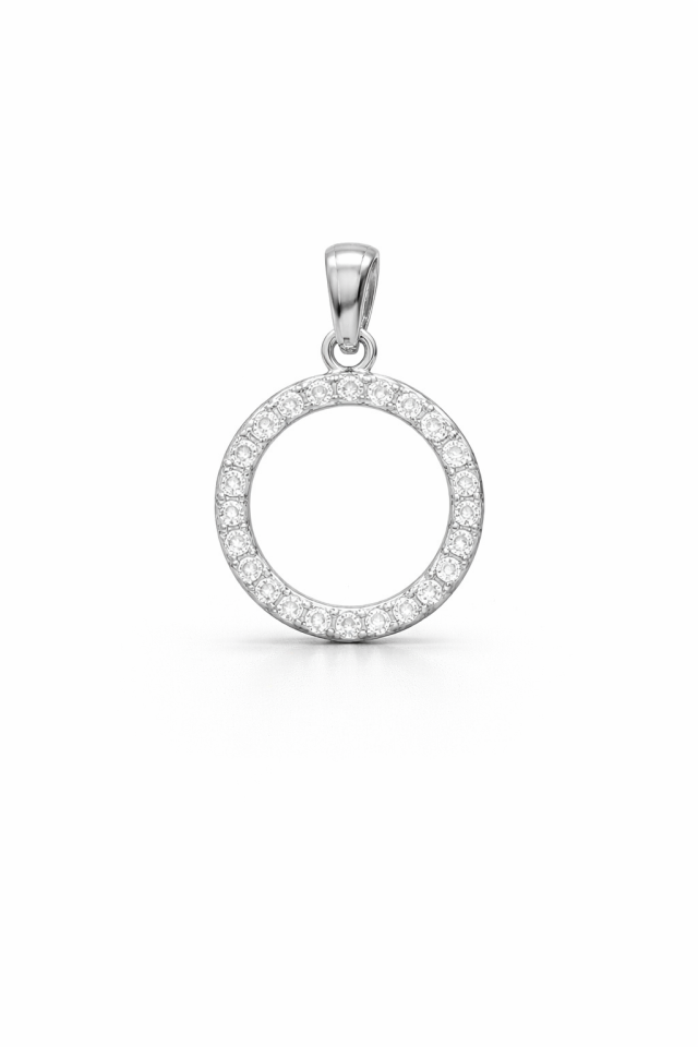 Pendentif pour enfant en or 10k, cubic zirconium - 3058PB - Lune Argent