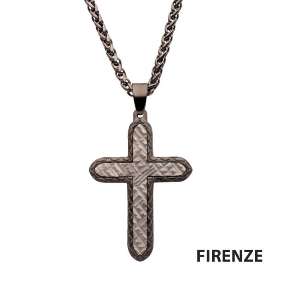 Pendentif pour homme en stainless, croix - SSP661GMNK - Inox
