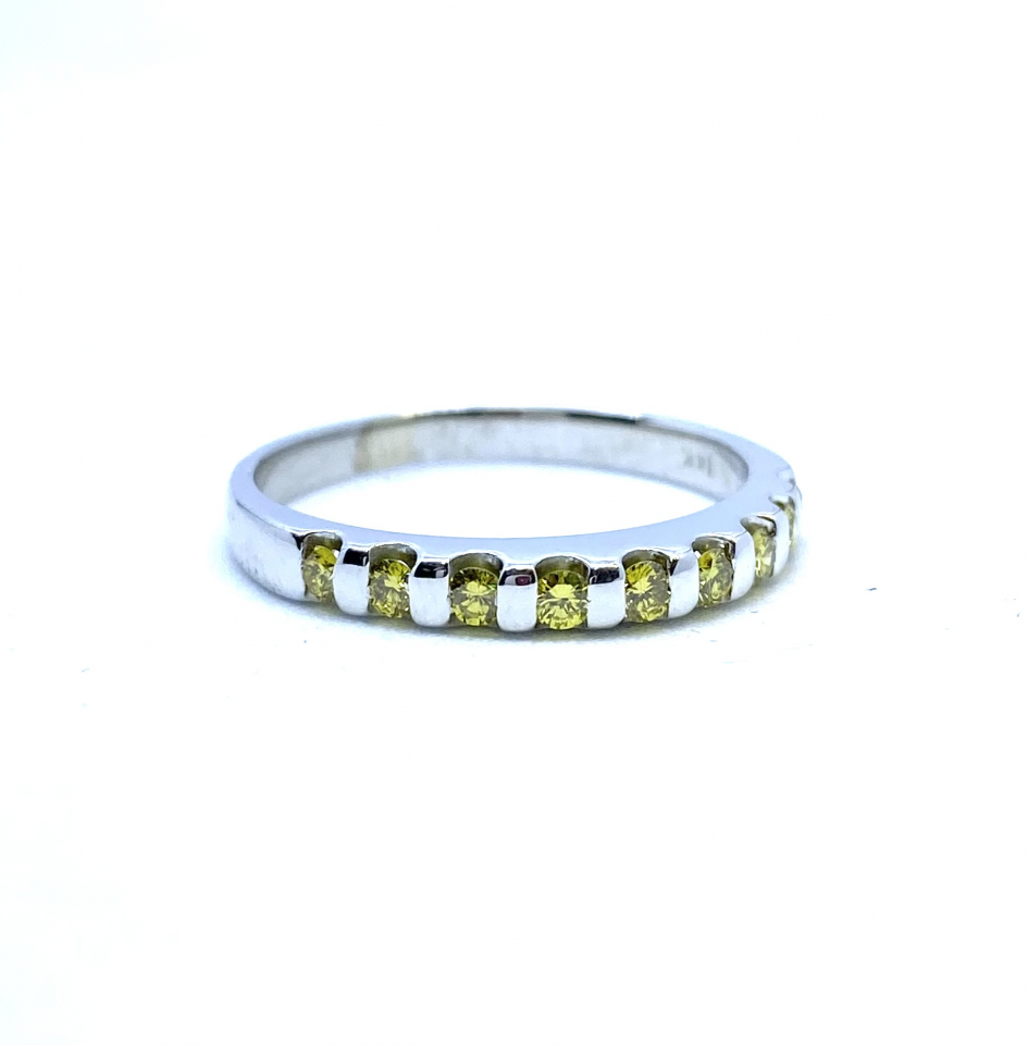 Bague pour femme en or 14k, 9 diamants jaunes pour 0.30 carat - SEMI-ÉT-JN - Creation Thibodeau
