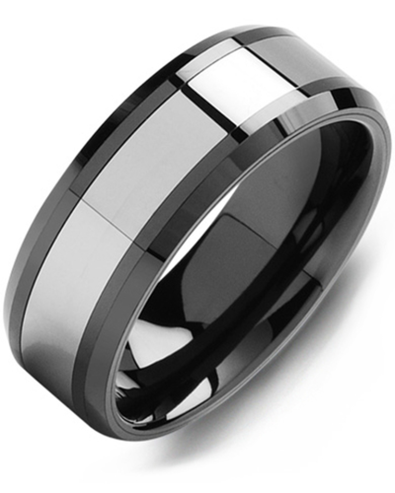 Bague pour homme en tungstène et céramique - MGN800CT - Madani