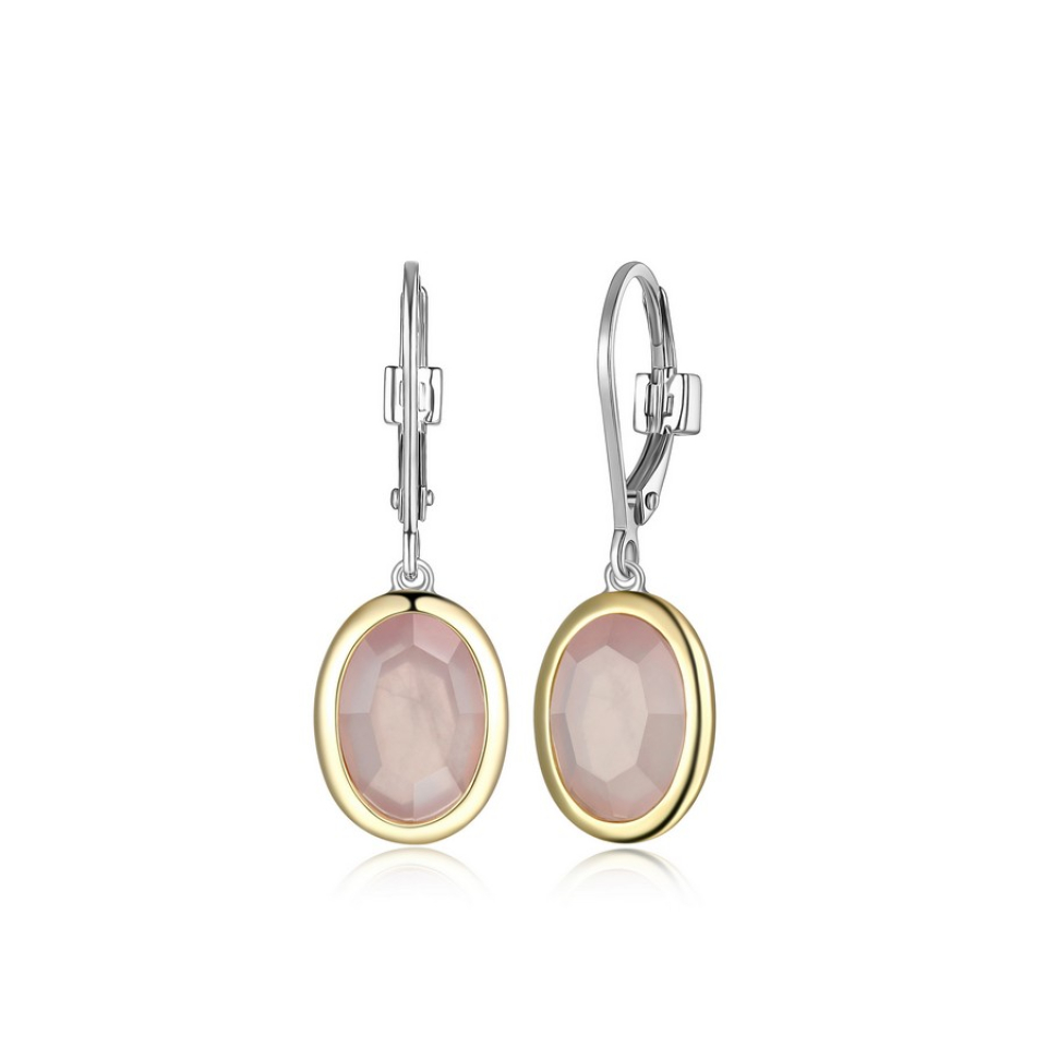 Boucles d'oreilles pour femme en argent 925, quartz roses - R2LCPF3203 - ELLE