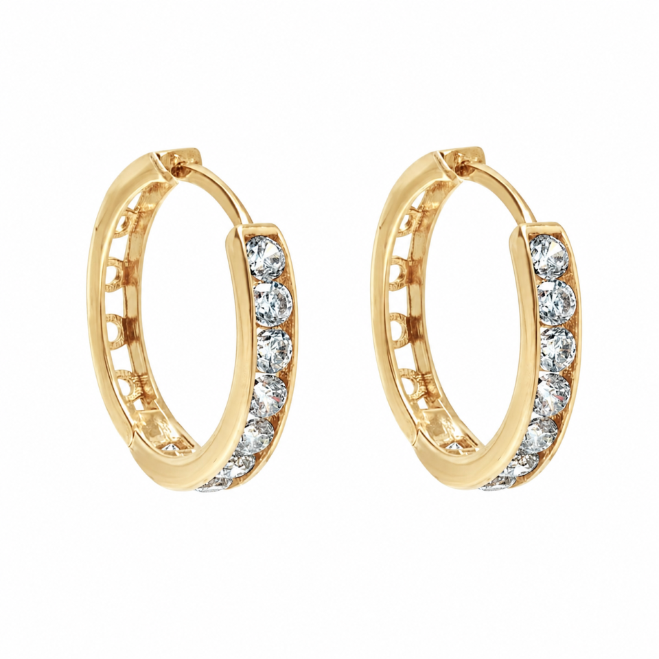 Boucles d'oreilles pour femme en or 10k, cubic zirconium - EY-DO-10-10 - C.B.E