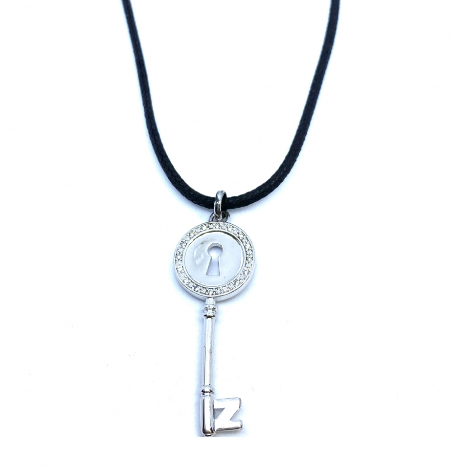 Pendentif pour femme en argent 925, zircons, clef - ZINZI-PD01 - Divers