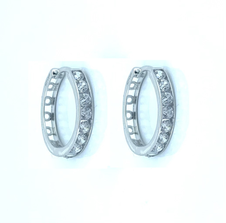 Boucles d'oreilles pour femme en or 10k, cubic zirconium - BO376W-17 - C.B.E