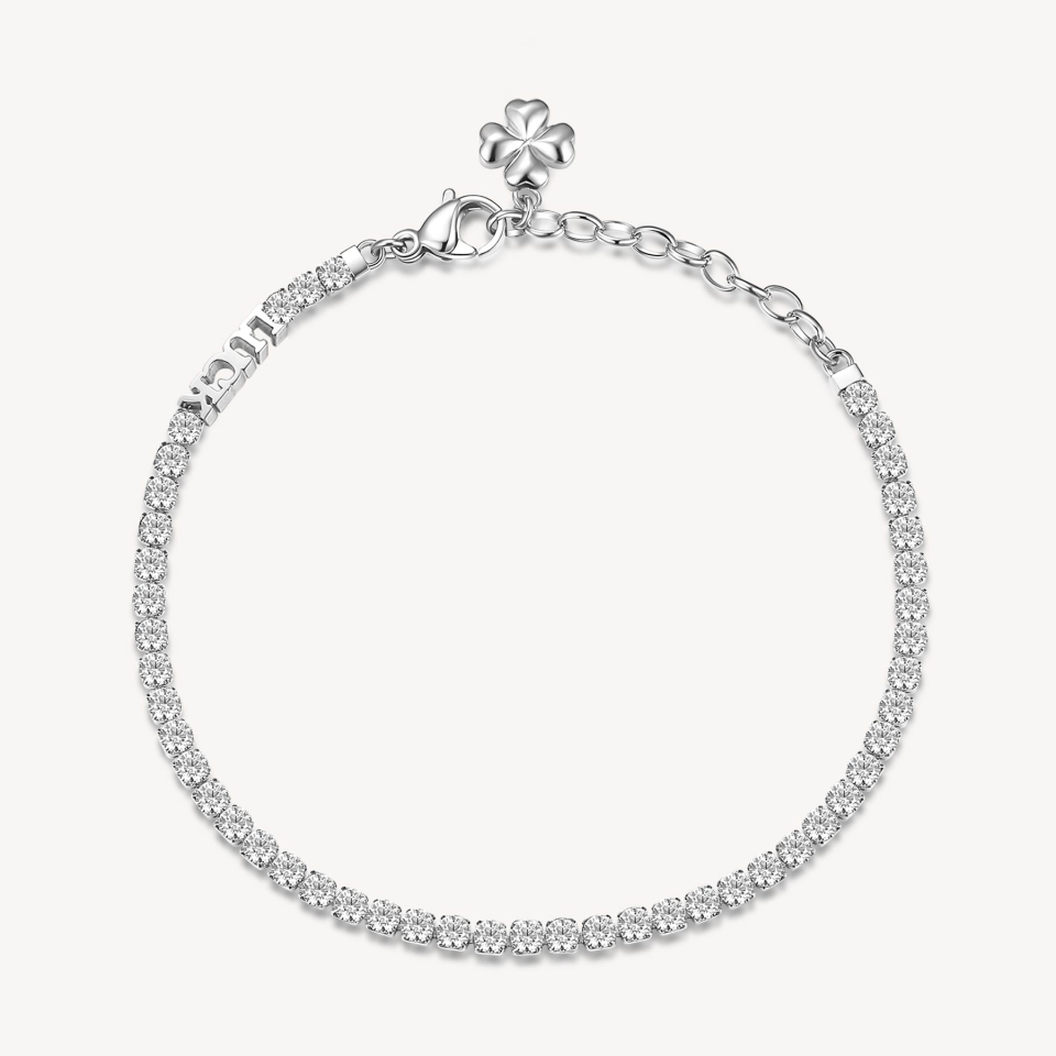 Bracelet tennis pour femme en stainless, cubic zirconium, coeurs, trèfle à quatres feuilles - BEI016 - Brosway