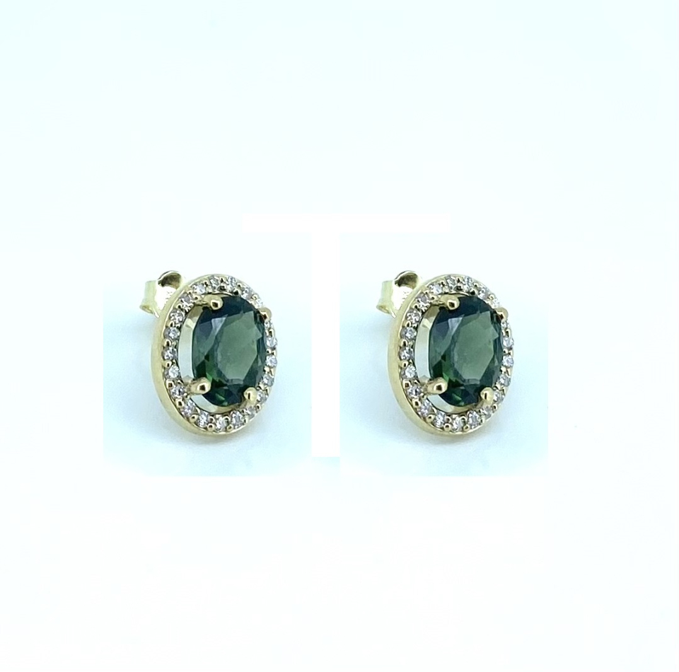 Boucles d'oreilles pour femme en or 10k, 44 diamants laboratoires VS-F pour 0.33 carat, 2 quartz fumés 8x6mm - 28321 - Fortier Design