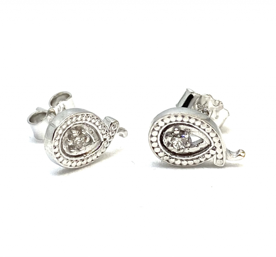 Boucles d'oreilles pour femme en or 10K, 2 diamants pour 0.05 carat - BO074 - Divers