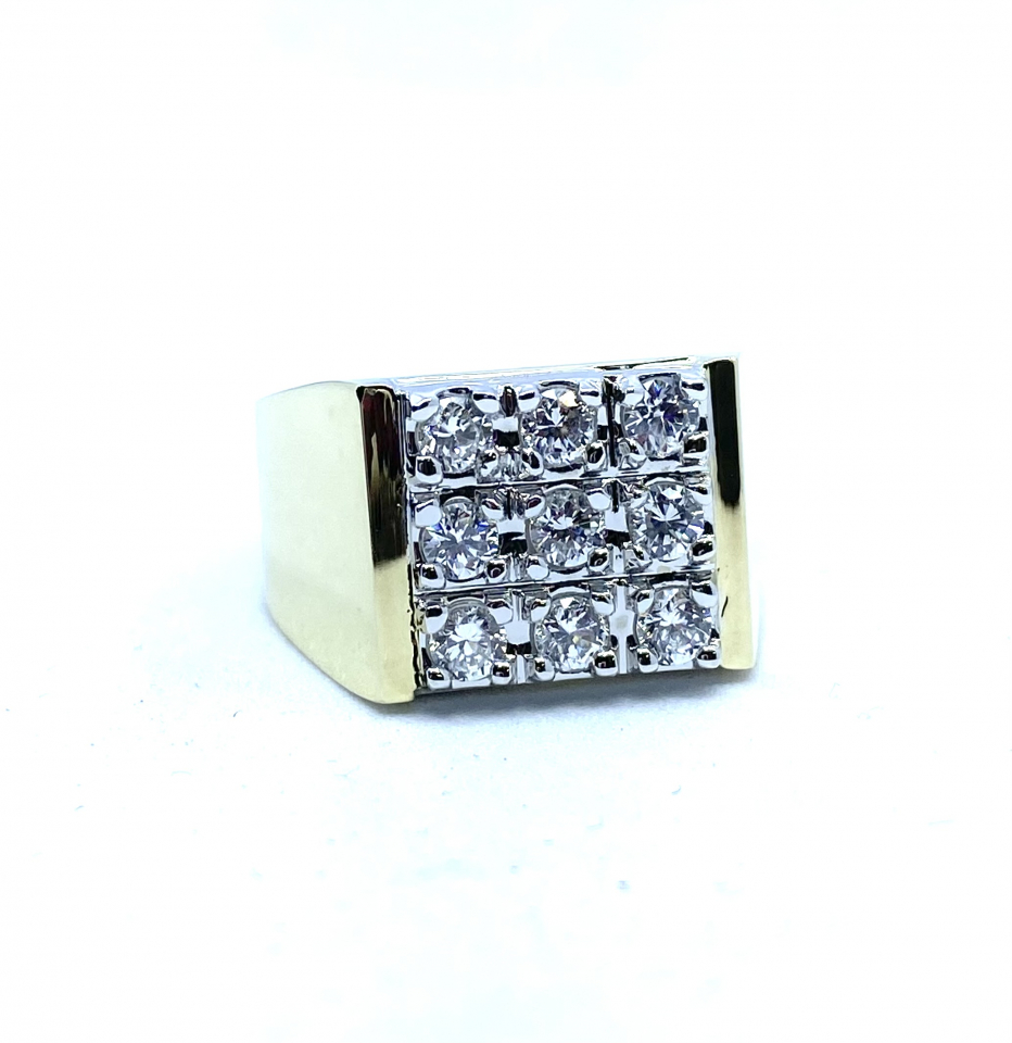Bague pour homme en or 10k, 9 cubic zirconium - BG0289 - Divers